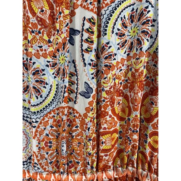Butterfly Print Maxi Dress Size Medium Cold Shoulder Chiffon Boho Fairy Y2K New - Picture 11 of 14